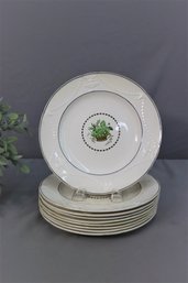 Set Of 9 Vintage Spode Copeland Dinner Green Dahlia Pattern Plates