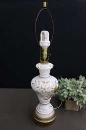 Gold Painted Milk Glass Vase Lamp With Added Hidden Inner Glow Bulb