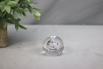 Vintage Signed Vicke Lindstrand For KOSTA Sweden Apple Shaped Crystal Glass Perfume Bottle  #91835