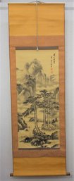 1 Of 2: Japanese Style Scroll Wall Hanging Trees Over River, Original Box