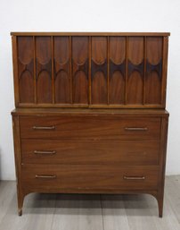 Mid-Century Modern Walnut And Pecan High Boy Chest Of Drawers