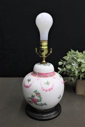 Porcelain Pink Rose Short Gourd Vase Lamp