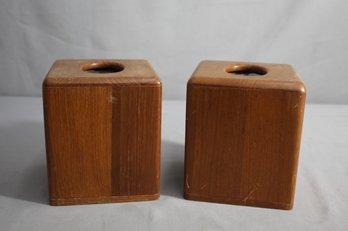 Two Goodwood Teak Tissue Boxes
