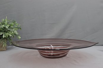 Vintage Large Murano Red & Clear Colored Glass Bowl