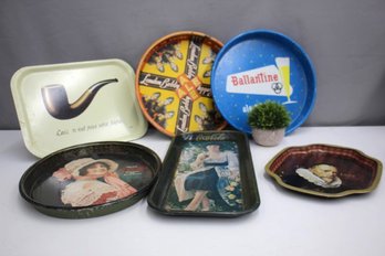 Group Lot Of Vintage Tin Trays