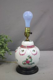 Vintage Porcelain Pink Floral/white Ground Petite Ginger Jar Lamp