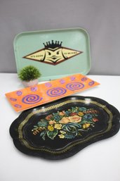 Group Lot Of Three Serving Trays