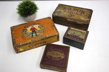 Group Lot Of Vintage Cigar Boxes