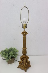 Decorative Cherub Base And Corinthian Column Brass-finnish Metal Lamp