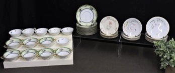 Numerous Group Lot Of Thomas Bavaria Fruit And Floral Decorated Porcelain Tea Cups, Bouillon Cups, Saucers Etc