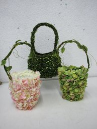Pottery Barn Easter Basket And Two (2) Flower Baskets Made Out Of Flower Pots