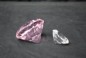Pair Of Diamond-Shaped Crystal Paperweights
