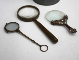 Antique Foldable Spectacles And Two Magnifiers