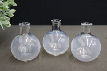 Trio Of Baccarat Crystal Bistro Vases, Signed On Bottom