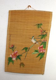 Hand-Painted Bamboo Wall Hanging With Bird Motif