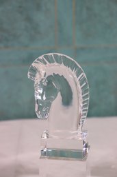 Vintage Signed Steuben Art Glass Crystal  Horse Head Figurine