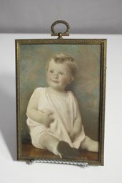 Vintage Color Picture Of Beautiful Baby In Period Frame