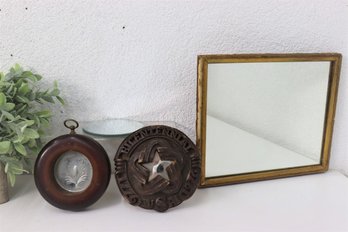Group Lot Of Vintage Wood Frame Decorative Mirrors