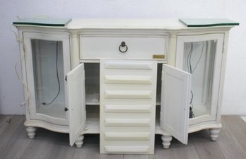 Vintage Legacy Classic Furniture Credenza With Lighted Glass Doors And Shelves