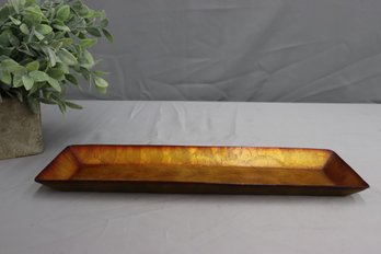 Gold And Red Amber Mosaic Applique Oblong Tray