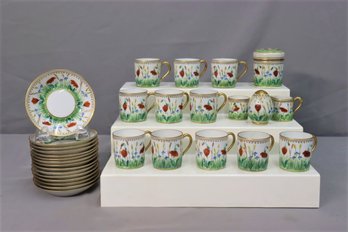 Vintage Delvaux Paris Limoges Porcelain Demi-tasse Cups And Saucers, Creamer/sugar, And More