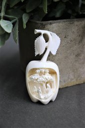 Asian Hand Carved Apple With Village Scene  PLASTIC