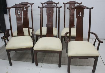 Vintage Set Of Six Wooden Dining Chairs