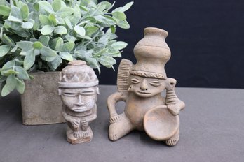 Two Mesoamerican Ceramic Indigenous Tribal Figurines