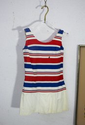 Vintage Patriotic Sleeveless Romper With Built-in Shorts - Size Small'