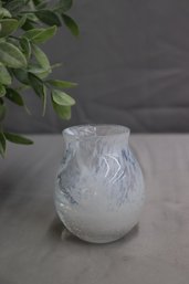 Vintage Caithness White Swirl And Clear Glass Vase