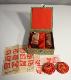 Intricate Chinese Stamp Set With Carved Seals And Zodiac Chart