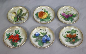 Group Lot Of 6 Doris Hofmann Designed Fruits Blossom Gold Rimmed Porcelain 4' Plates  AK Kaiser Germany