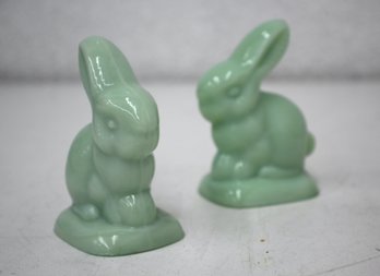Two (2) Jadeite Bunny Rabbit