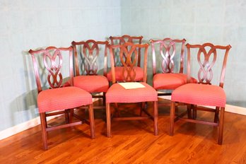 Set Of 6 Mahogany Chippendale Dining Chairs With New Upholstery