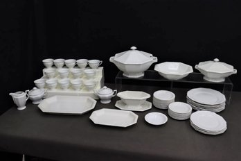 Vintage Rosenthal All White Maria Pattern Porcelain Dinnerware, 56pc Plus