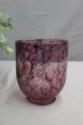 Mottled Cranberry Blown Glass Footed Vase
