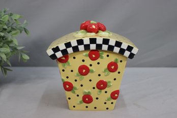 Mary Engelbreit/Charpente Yellow With Black Dots & Red Posies Cookie Jar