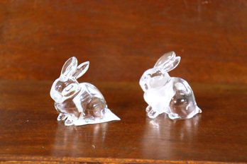 A Pair Of  Art Glass Crystal Rabbits