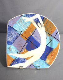 Modern Carlson Signed Abstract Ceramic Platter, 1985