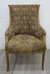 Charming Vintage Armchair With Ornate Fabric Upholstery