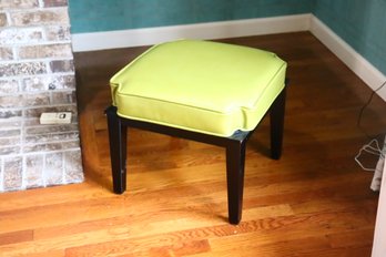 Vintage Mid-Century Parsons Footstool With Inverted Corner Chartreuse Cushion  Upholstery