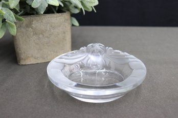 Lalique Crystal Tete De Lion Ring Dish, Etch Signed Bottom