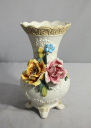 Restored Vintage Capodimonte Vase With Floral Embellishments