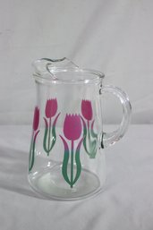 Vintage Bartlett Collins Pitcher Fuchsia Pink Tulips Signed Pokee