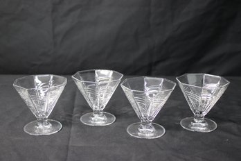 4 Vintage Gunnar Cyren Designed For Dansk Glass Summerhouse Footed Dessert Coupes