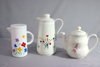 Varied Group Lot Of 3 Coffee/Tea Pots