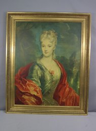 Vintage Ornate Framed Lithograph Print  Portrait Of Mlle Dubois By Nicolas De Largillire