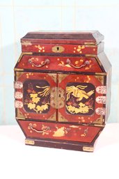 Vintage Japanese Lacquer Work & Inlay Jewelry Cabinet