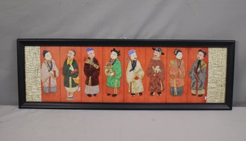 Vintage Chinese Eight Immortals  Embroidered Silk Paper Dolls Hand