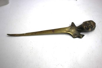 Vintage Brass Figure Head Letter Opener